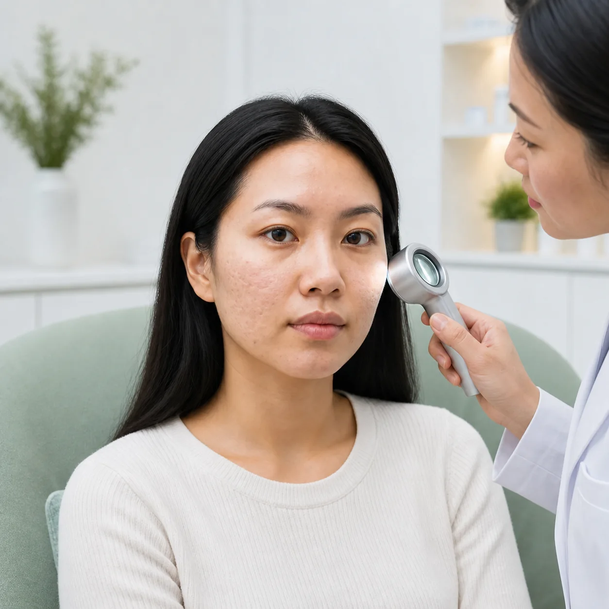 Professional acne scar assessment at Acne Clinic NYC